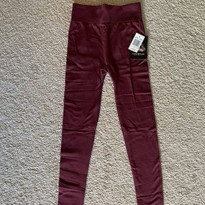 Fleece maroon leggings